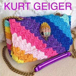 KURT GEIGER Lurex Crochet rainbow crossbody bag with metallic lining